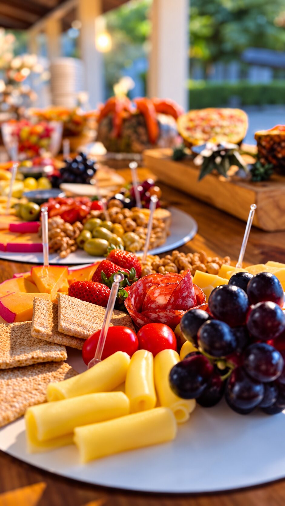 Seleção de frios e frutas no buffet