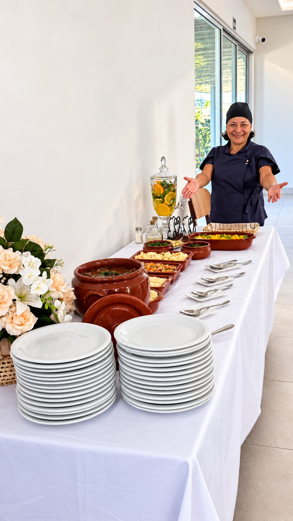 Mesa preparada pelo buffet Tânia Brito